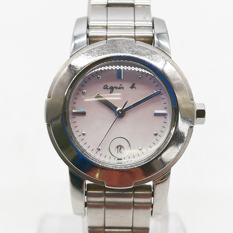 稼動品 agnes b. アニエスベー SEIKO 7N82-0BX0 ヴィンテージ アンティーク デイト シェル文字盤 レディース 55-39