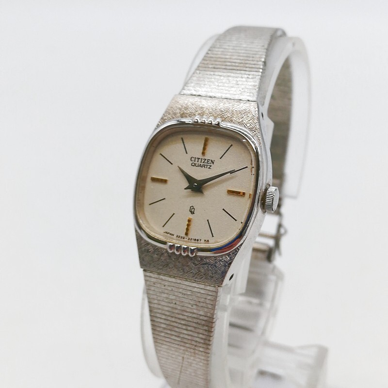 稼動品 CITIZEN シチズン CRYSTRON 3220-320981YO WP 金メッキ ヴィンテージ アンティーク レディース 純正ベルト 55-63