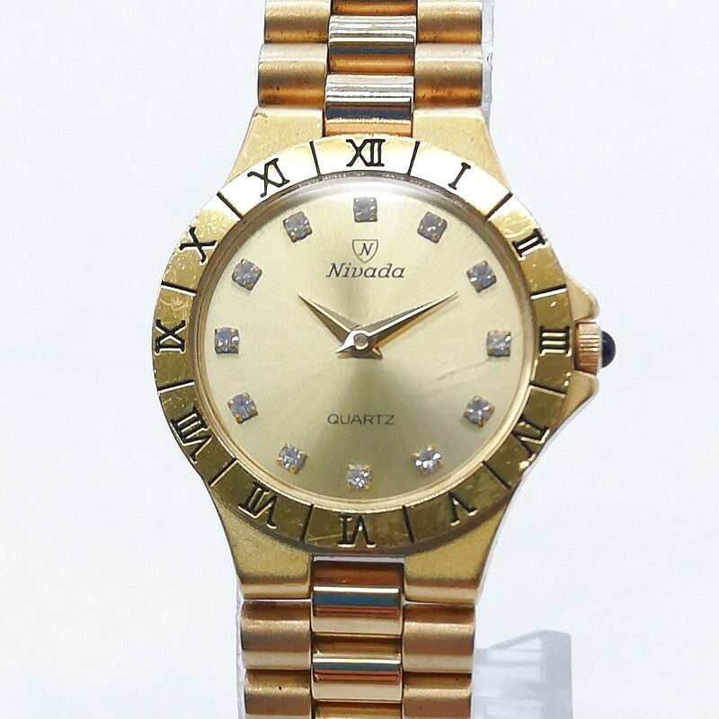 稼動品 Nivada Grenchen ニバダ グレンヒェン N-5230 GP ゴールド ローマン アンティーク レディース 12Pダイヤ 55-89