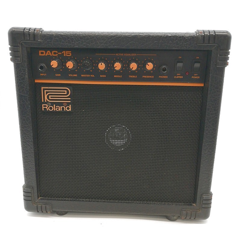 【通電OK】Roland DAC-15D ギターアンプ ロ-ランド オールド ギター BASS MIDDLE TREBLE PRESENCEシンプル回路オレンジ ブラック 56-4