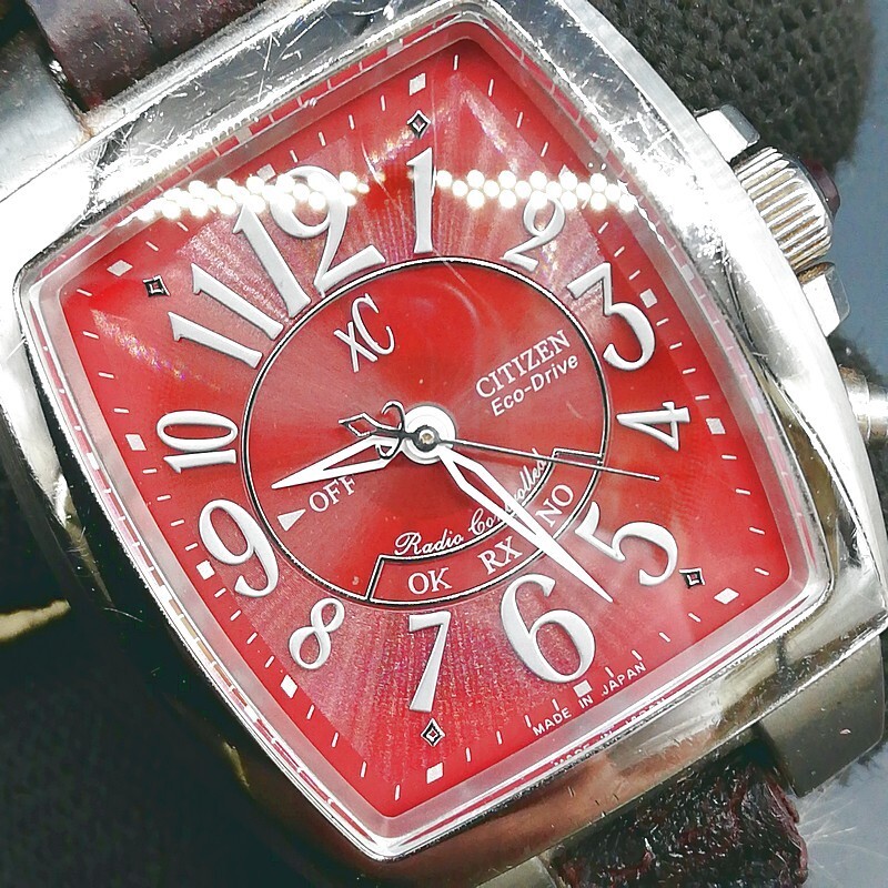 稼動品 CITIZEN シチズン XC クロスシー H330-T010636 純正ベルト ベルト劣化 レディース 赤文字盤 風防 良 56-25