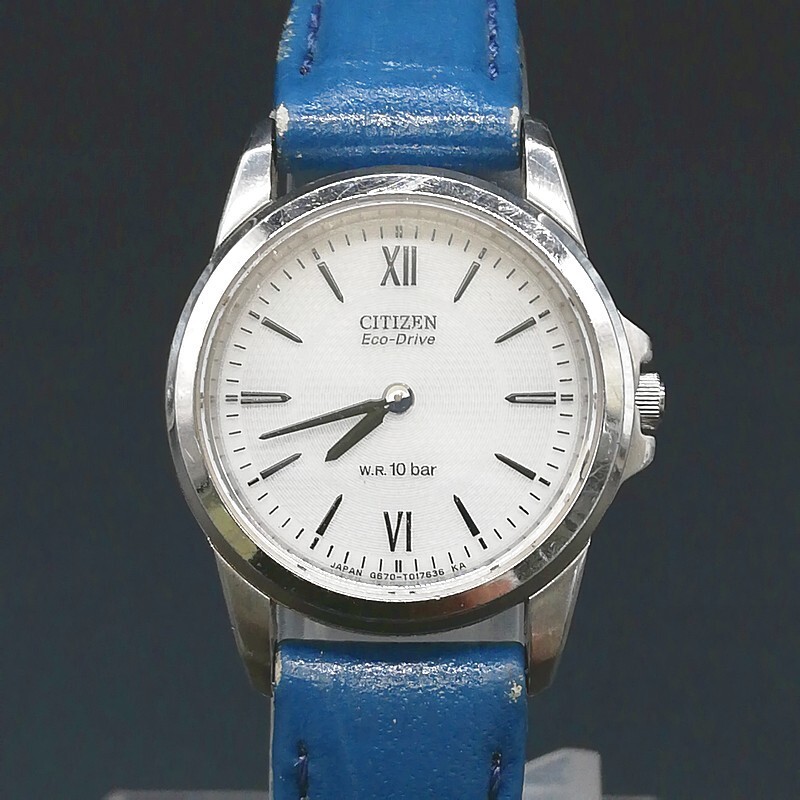 稼動品 美品 CITIZEN シチズン STILETTO ステレット G670-T010946 シルバー ラウンド エコドライブ レディース 56-31