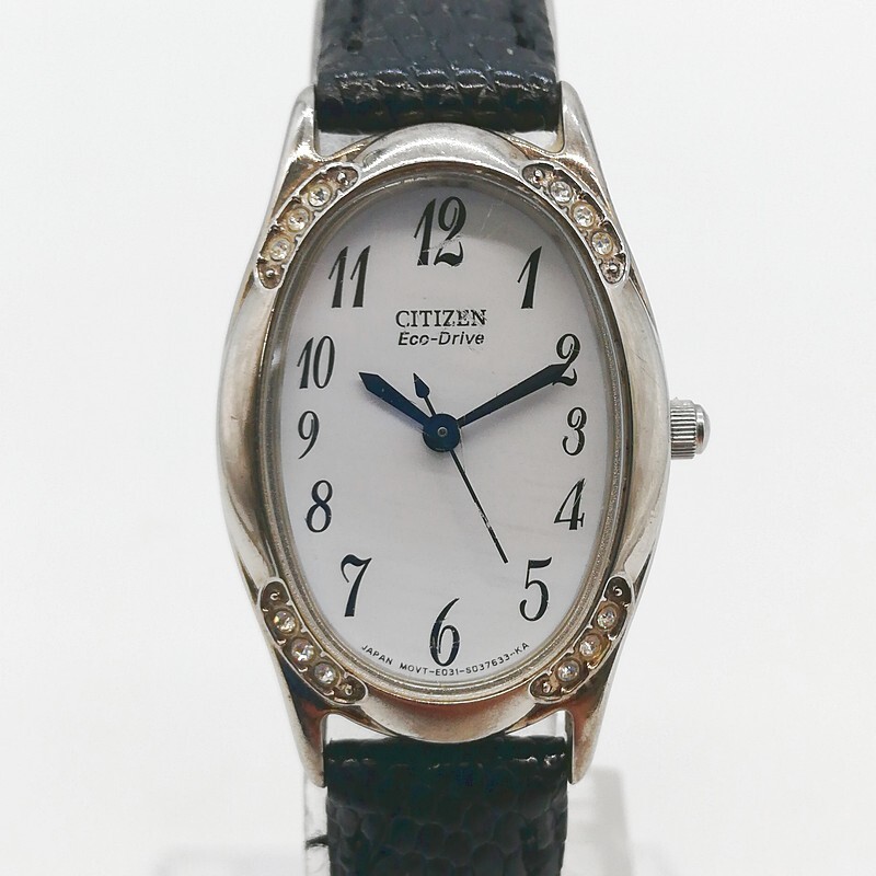 稼動品 CITIZEN シチズン E031-S022435 石付 シルバー レディース オーバル エコドライブ 57-47