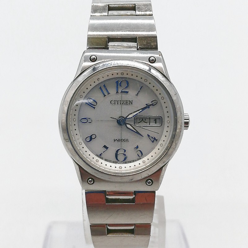 稼動品 CITIZEN シチズン wicca ウィッカ E001-S0049105 シルバー レディース デイデイト エコドライブ 57-50