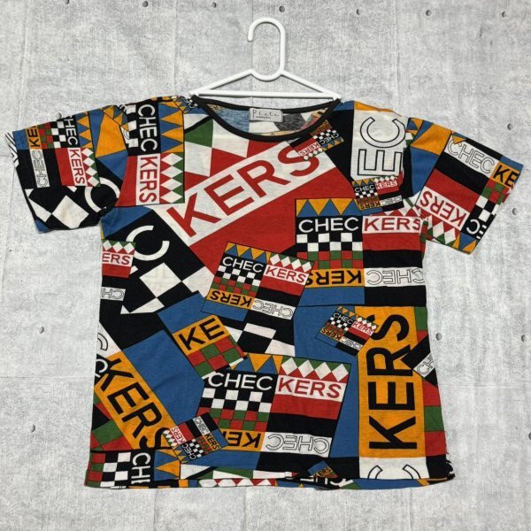 1990年 THE CHECKERS OOPS! ツアー グッズ 半袖Tシャツ チェッカーズ 1987年 GO CONCERT TOUR バンダナ モチーフ 総柄 カラフル 石瀬8677