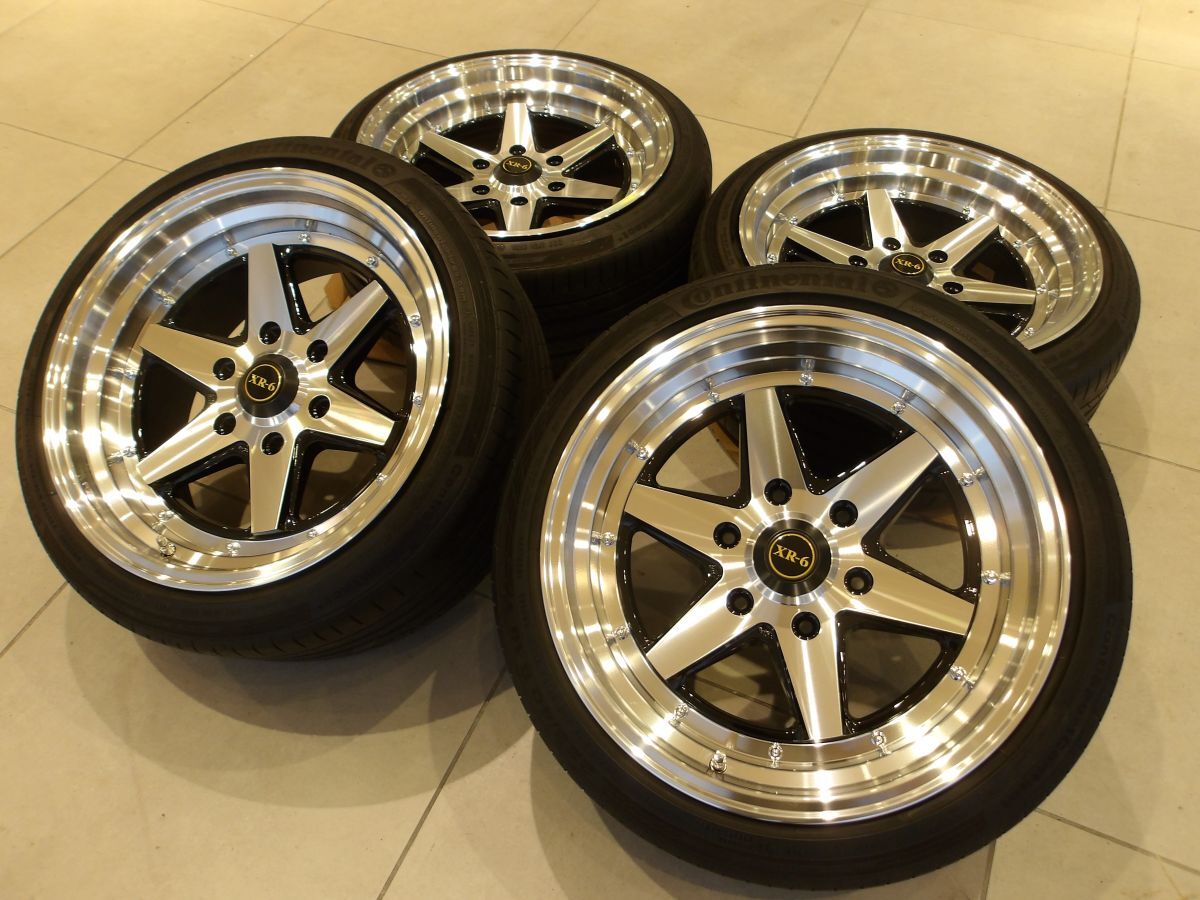 H 送料無料 引っ張り 極太 深リム ファブレス BARONE XR-6 18 6H139.7 9J+25 225/40R18 200系 ハイエース NV350 オーバーフェンダー 車高短