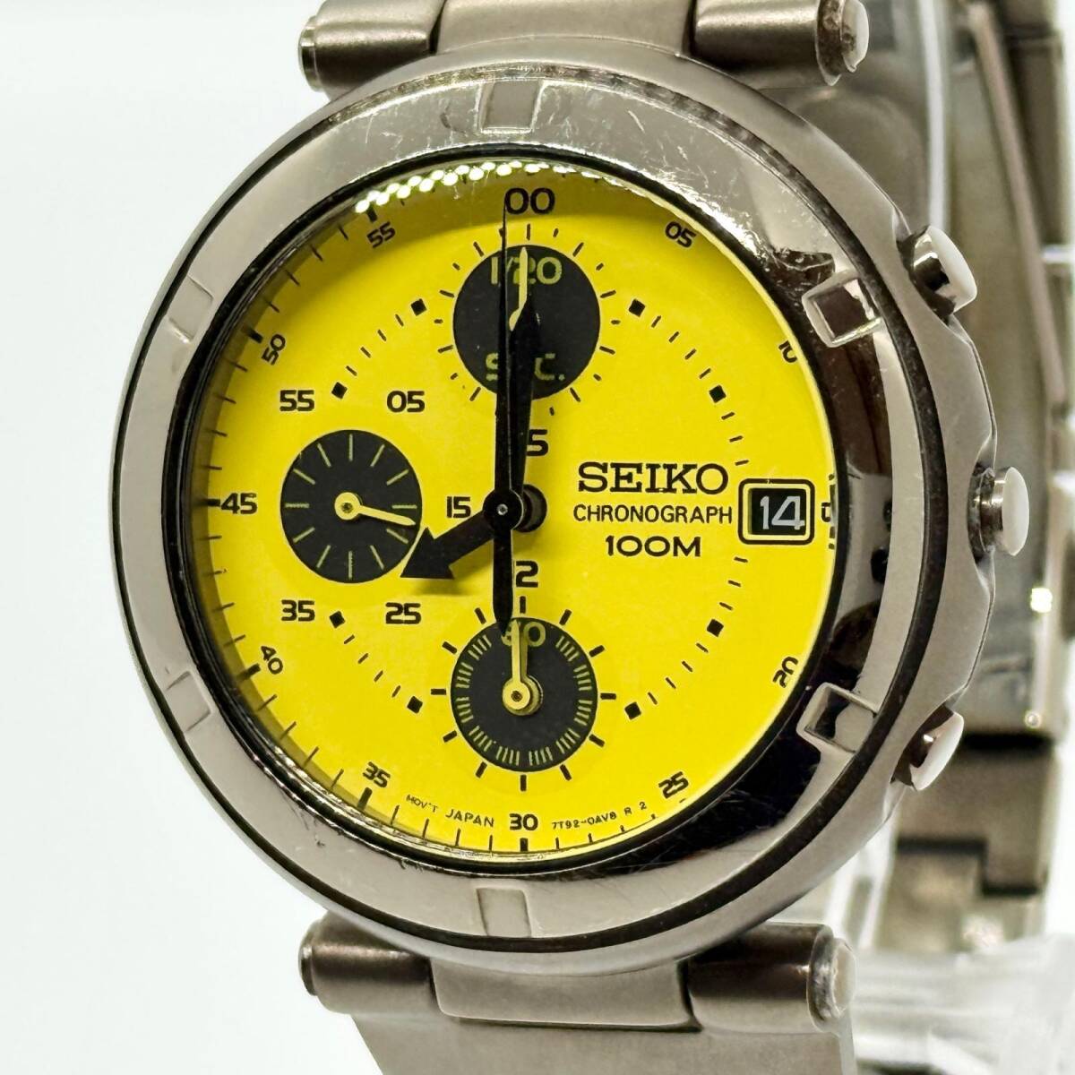 SEIKO セイコー 7192-0BC0 イエロー QZ メンズ 腕時計 稼働品