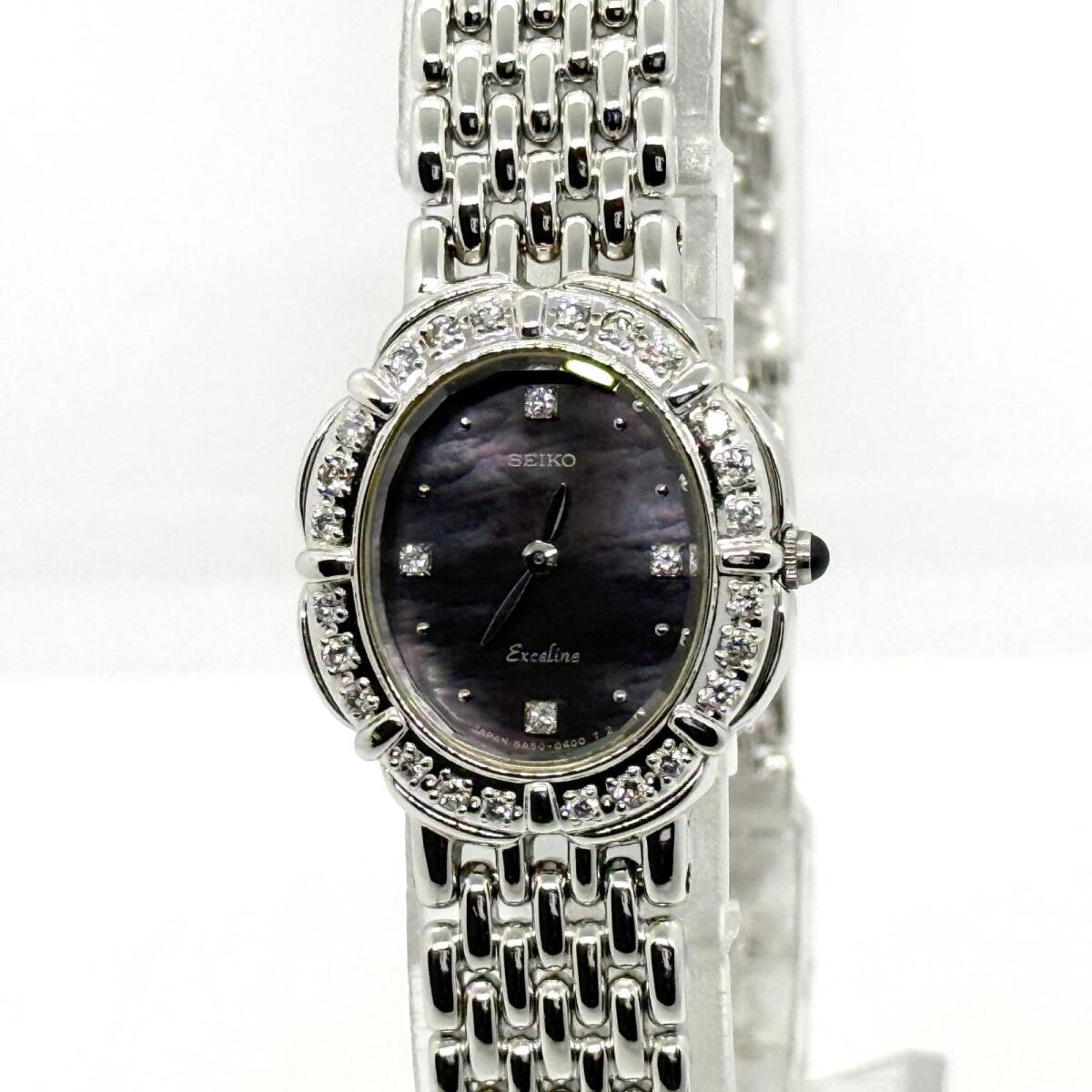 SEIKO セイコー EXELINE エクセリーヌ エクセレントダイヤ 5A50-5190 ブラックシェル文字盤 QZ レディース 腕時計 稼働品
