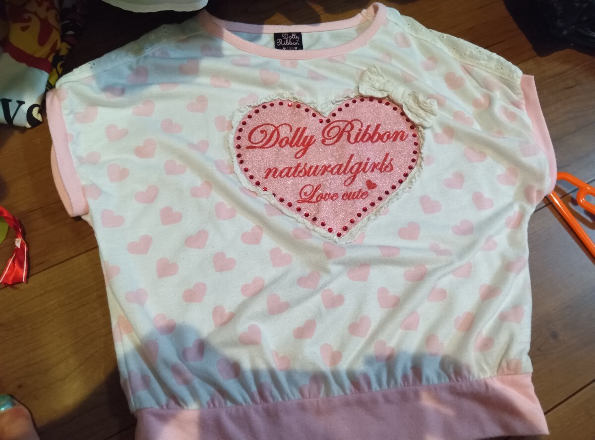 Dolly Ribbon ドリーリボン 半袖Tシャツ ハート柄 130cm
