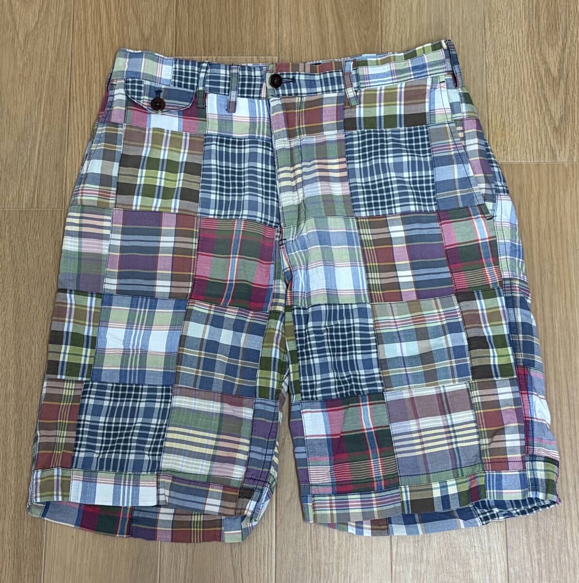 エG「36794」ラルフローレン ラグビー Ralph Lauren RUGBY ショート パンツ メンズ コットン　パッチワーク　マルチカラー ボトムス