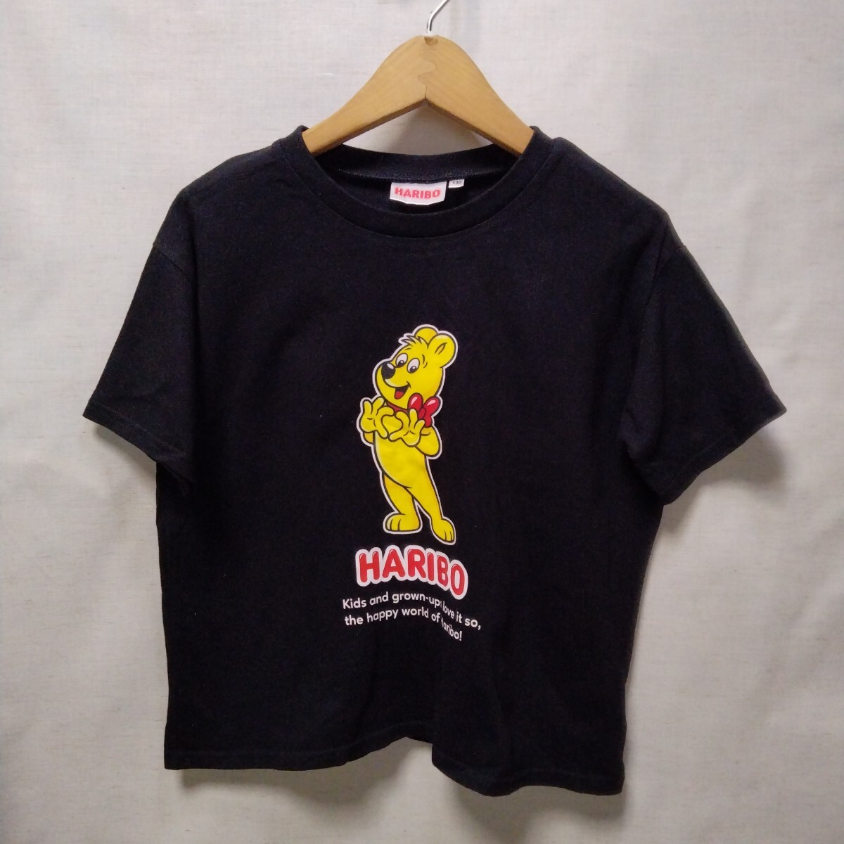 全国送料無料 ハリボー HARIBO 子供服 キッズ 男&女の子 半袖 黒 ブラック色 Tシャツ 130