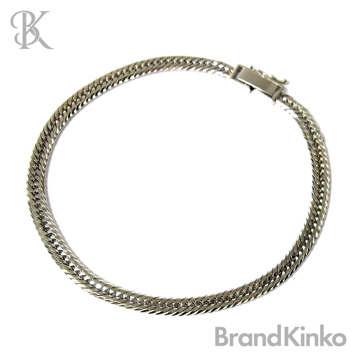 Pt850 喜平12面T ブレスレット プラチナ 全長約20.0cm 幅約4.3mm 厚み約1.6mm 総重量約13.4g 造幣局刻印 超音波洗浄済み 〓