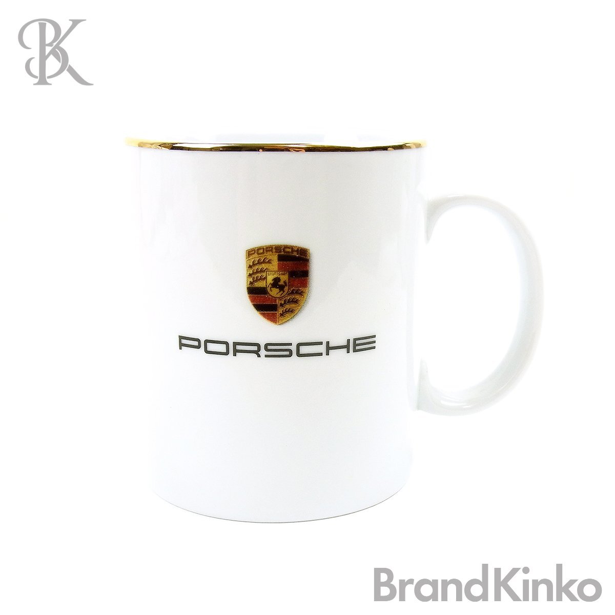 推定未使用品 ポルシェ ノベルティ マグカップ エンブレム ロゴ ホワイト 長期保管品 PORSCHE 〓