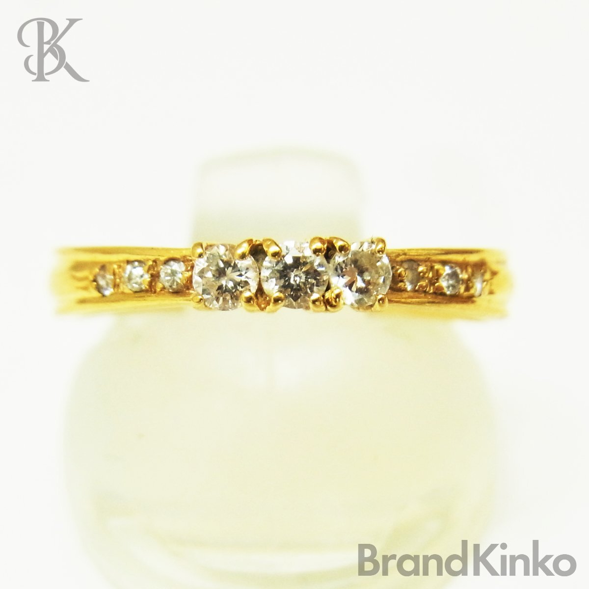 K18 リング メレダイヤ0.17ct 約1.7g 約11号 縦幅:約2.8mm ゴールド 指輪 ■