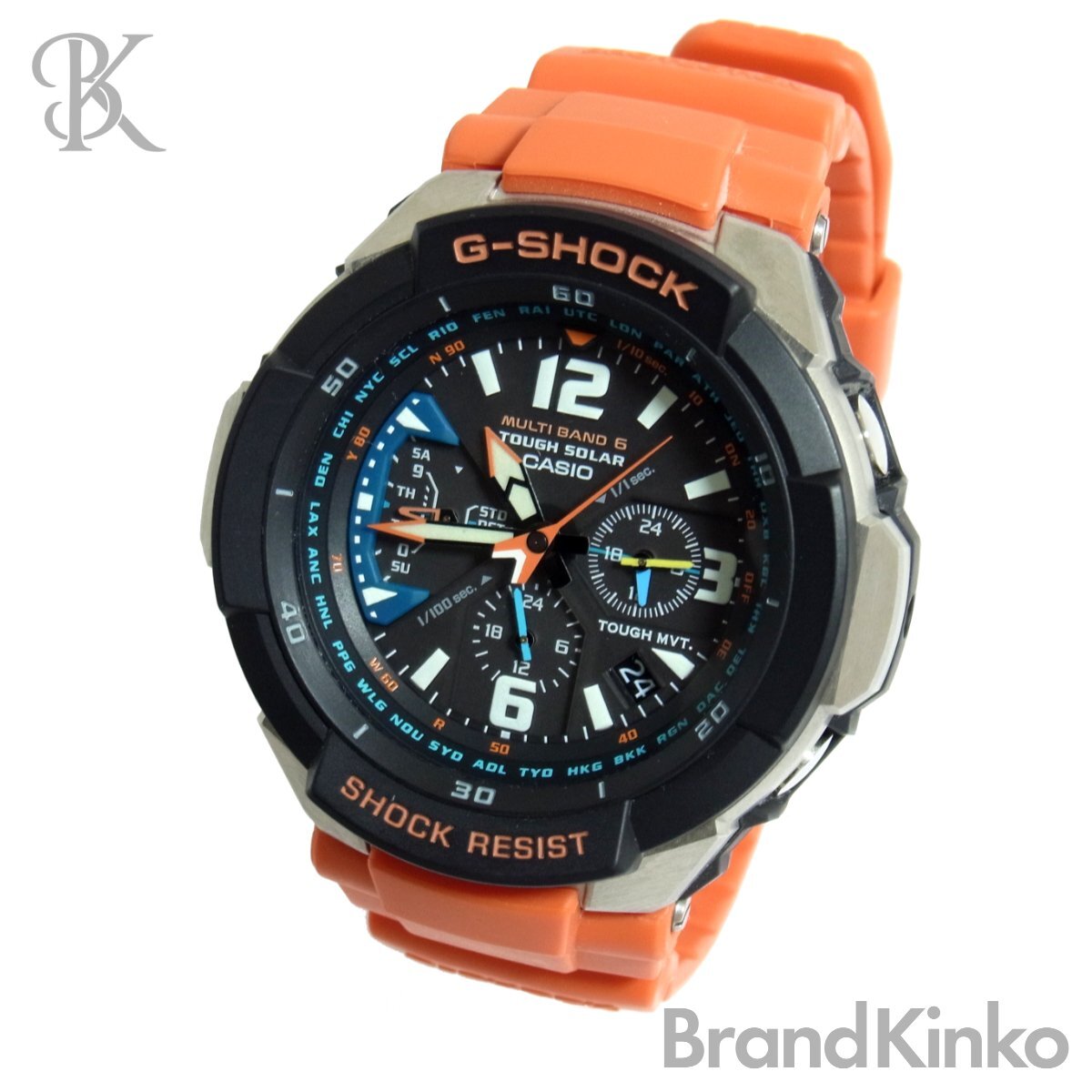 美品 カシオ G-SHOCK GW-3000M-4AER スカイコックピット メンズ 腕時計 電波ソーラー 黒文字盤 オレンジ 動作品 付属品 CASIO ◆