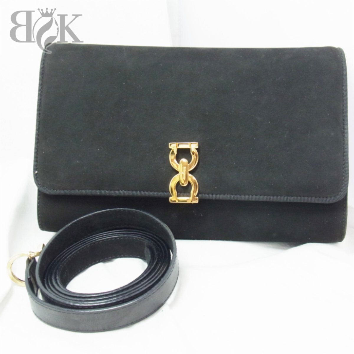 フェラガモ スエード 2wayバッグ レザー ブラック レディース Salvatore Ferragamo 中古 ＋