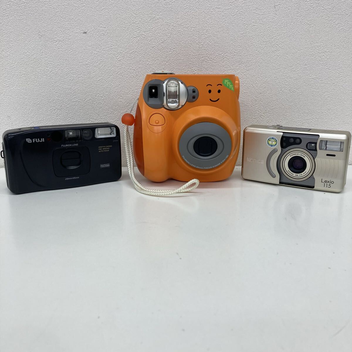 【ZA3370-j】 カメラ フィルムカメラ　3点 まとめ　Konica lexio 115 FUJIFILM instax mini cheki pop FUJI cardia travel mini dual-p