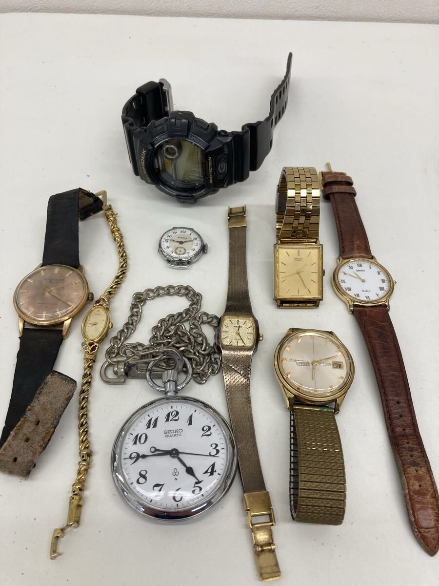 【ZB3352-i】時計 腕時計　9点 まとめ SEIKO RADO CASIO MOERIS など　懐中時計　CROWN DOLCE G-SHOCK カシオ　セイコー　ラドー