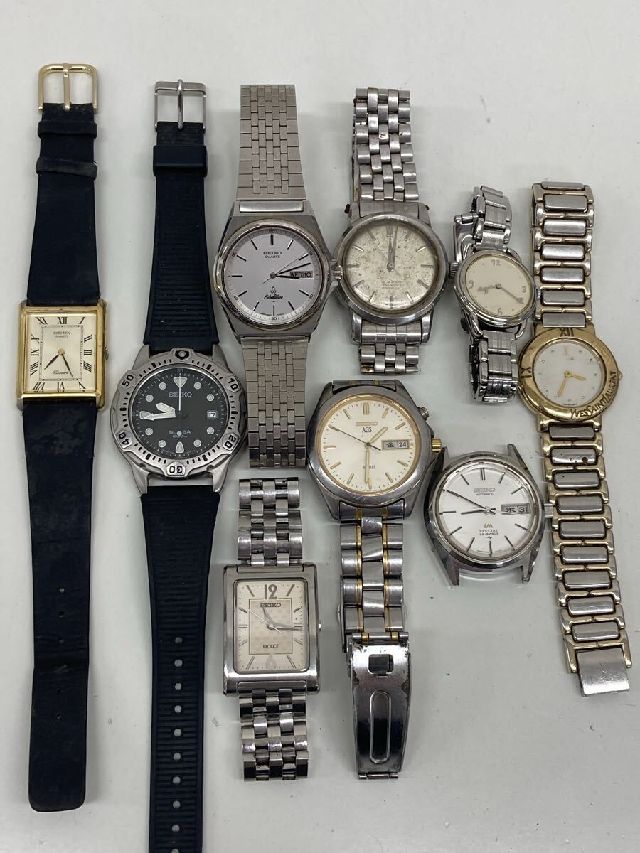 【L3385-i】 時計 腕時計　9点 まとめ SEIKO CITIZEN yves saint laurent agnes b. など　AGS spirit silverwave LM DOLCE SCUBA riviere