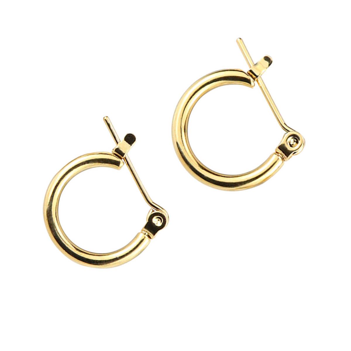 フープピアス アクセサリー チタン鋼 金色 約15mm 2個セット 丸型 シンプル 男女兼用 通勤 デート 外食 ショッピング用;L9257;