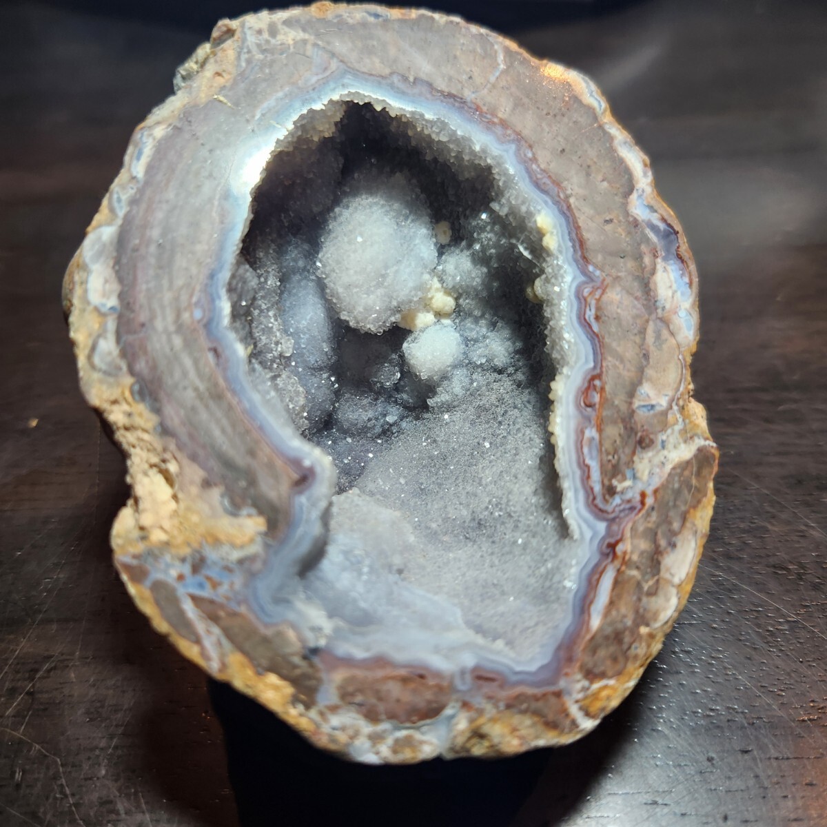 185 オレゴン産 サンダーエッグ 瑪瑙 アゲート ジオード 水晶入り 観賞石 鉱物標本 天然石