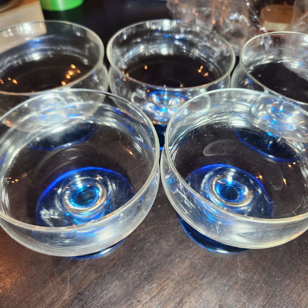 昭和レトロ ブルーガラス グラス 5客セット 青 ガラス コップ タンブラー 食器