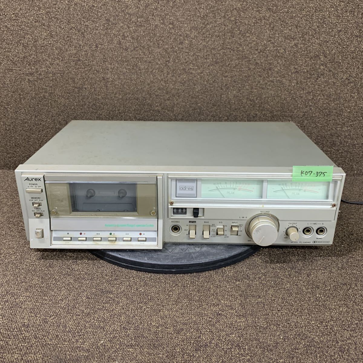 KD7-376 激安 カセットデッキ TOSHIBA PC-X60AD STEREO CASSETTE TAPE DECK 通電NG 中古現状品