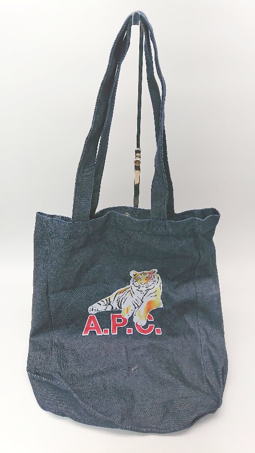 ◇ A.P.C. アー ペー セー 虎 タイガー プリント デニム トートバッグ ネイビー系 レディース E