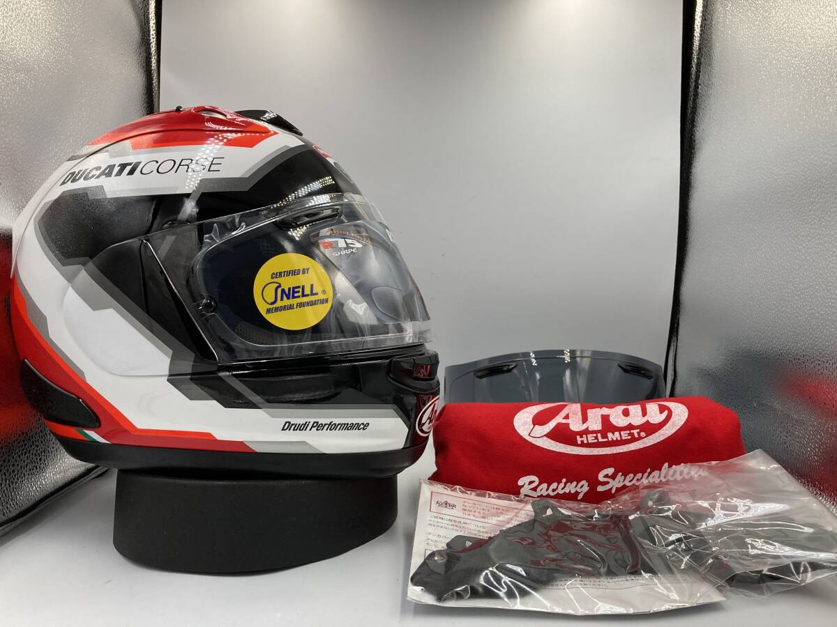 2022年製 Arai アライ RX7 X RX7-X RX-7 X DUCATI CORSE ドォカティ コルサ V5 ヘル メット Mサイズ スモーク付き ほぼ美品!!