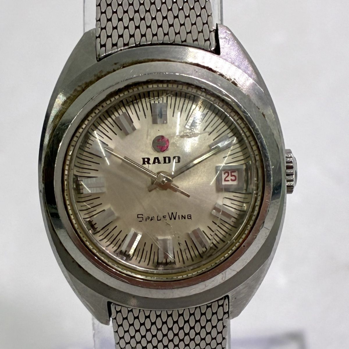 R064-G21-1161 ◎ RADO ラドー スペース ウィング R90718A レディース 腕時計 自動巻き ラウンド デイト シルバー ヴィンテージ DA