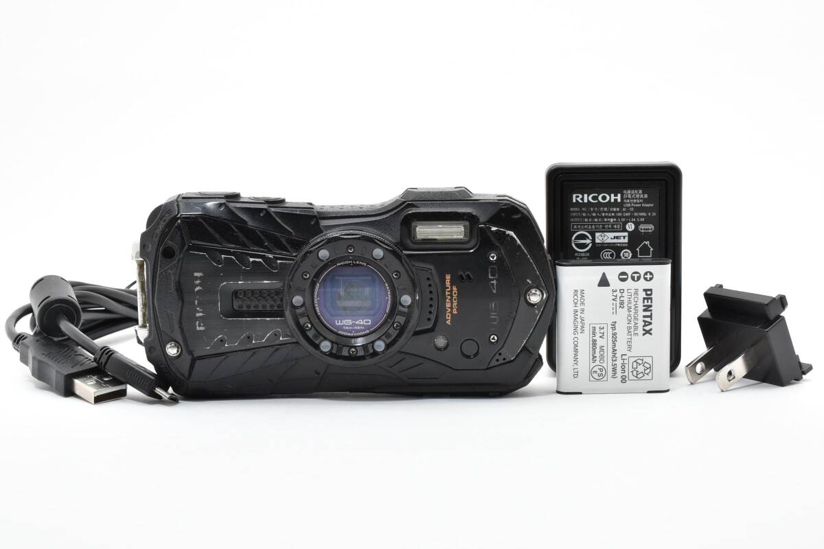 【良品】Ricoh WG-40 ブラック Wi-Fi 防水 耐衝撃 コンパクトデジタルカメラ【動作確認済】#2953725