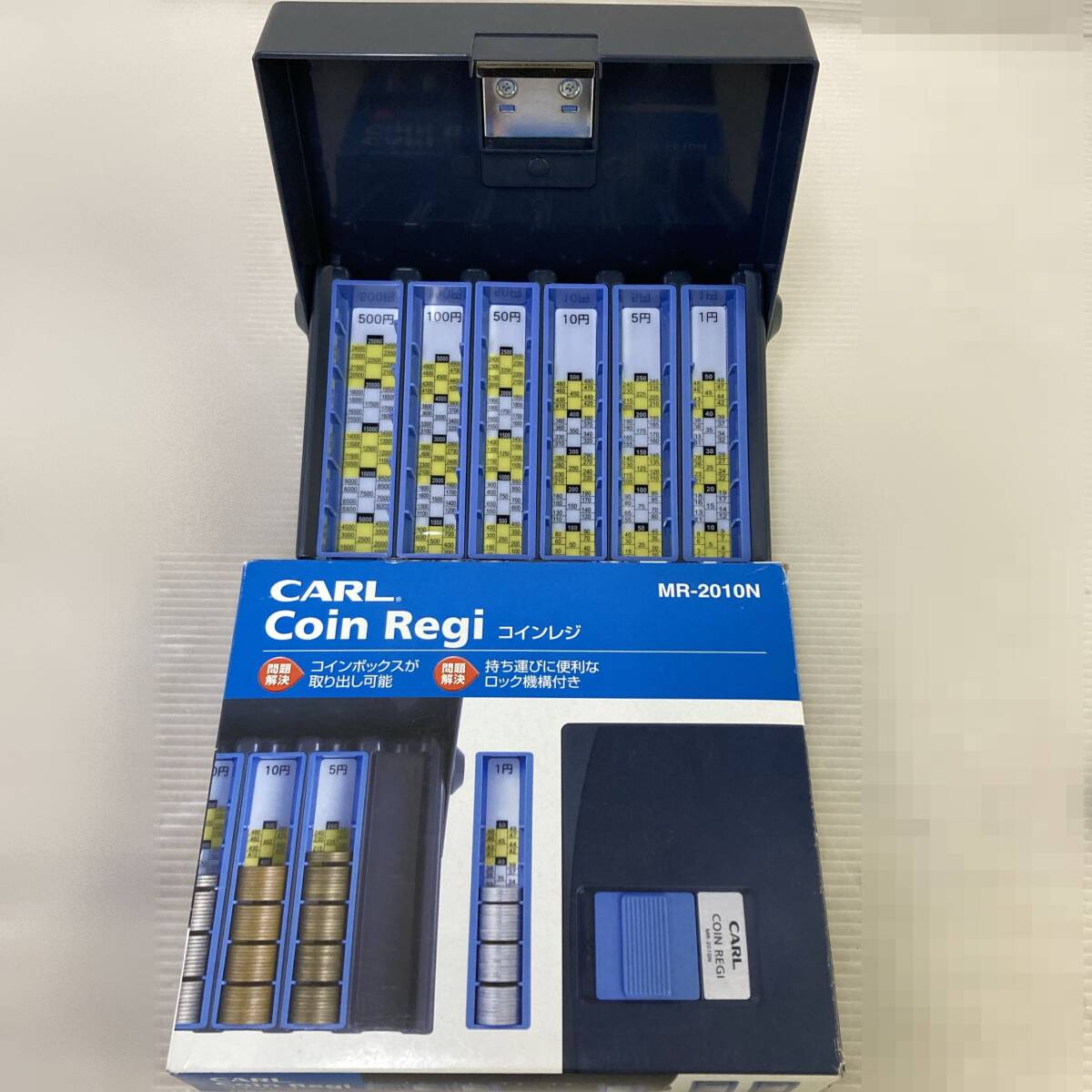 ◆N ⑦30 CARL COIN REGI MR-2010N コインレジ コインケース 金庫 小銭収納 中古美品