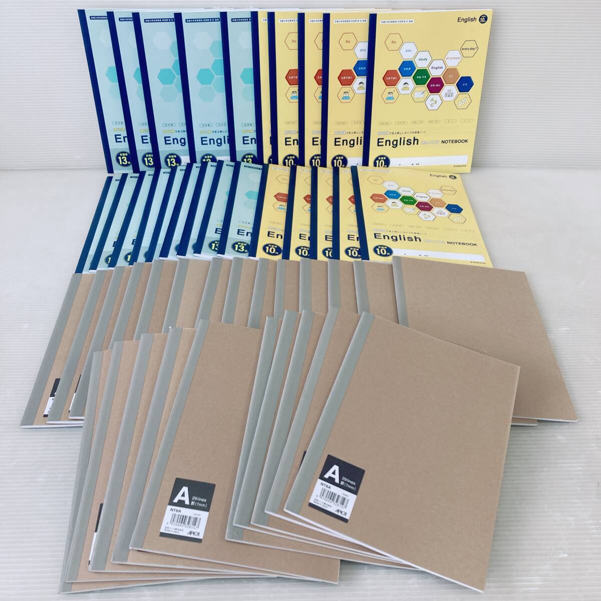 ◆◆N⑦54 ⑩ノート大量 まとめ 英語ノート クラフト表紙 APICA アピカ セミB5 A罫 7mm幅 無地表紙 学習用ノート 学校 勉強 学習ノート