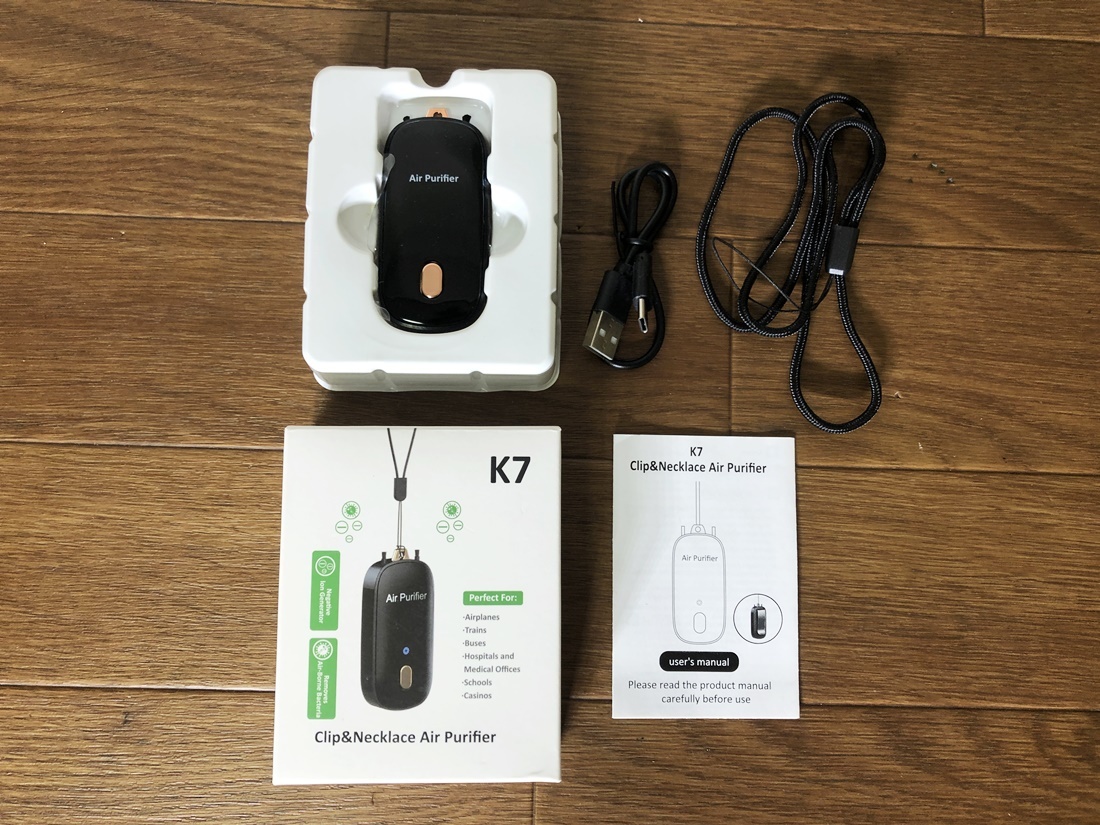 【新品】Air Purifier クリップ＆ネックレス 小型空気清浄機 携帯用 USB充電式 マイナスイオン発生器・静音・消臭・脱臭・除菌 首かけ
