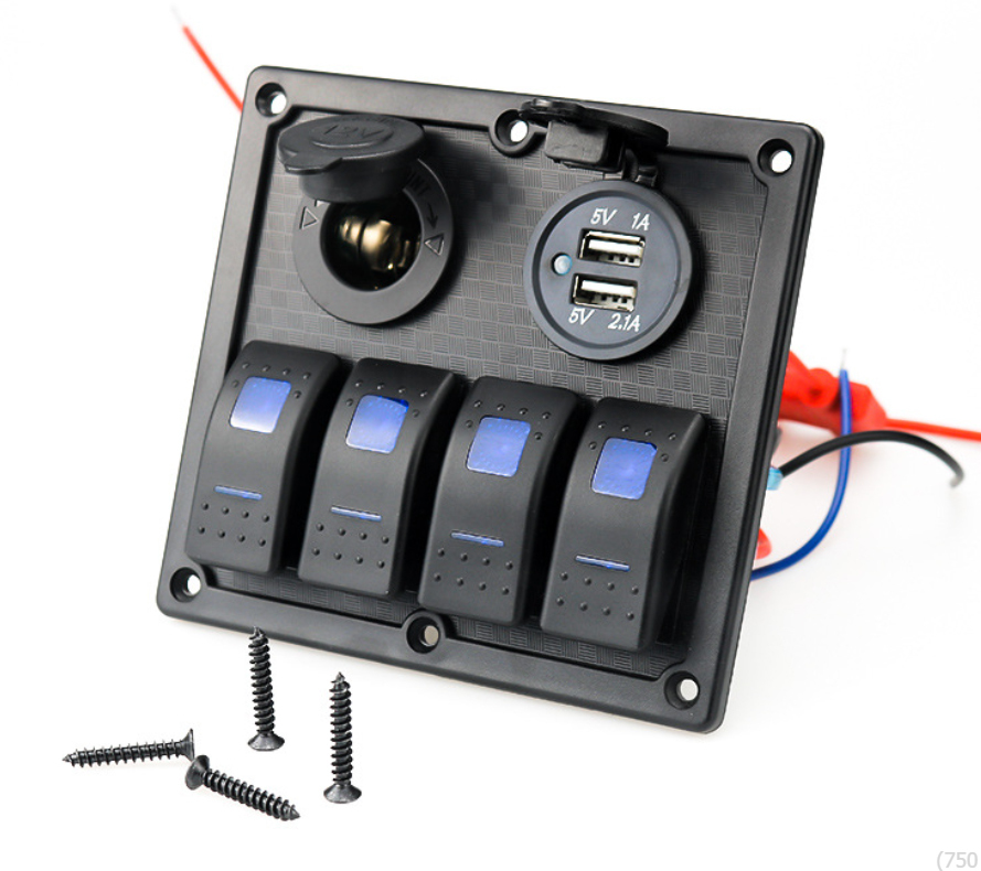 4連 防水 ボートスイッチ スイッチパネル 車 船 ロッカー DC12-24V マリンスイッチパネル オン/オフスイッチ 船舶用品