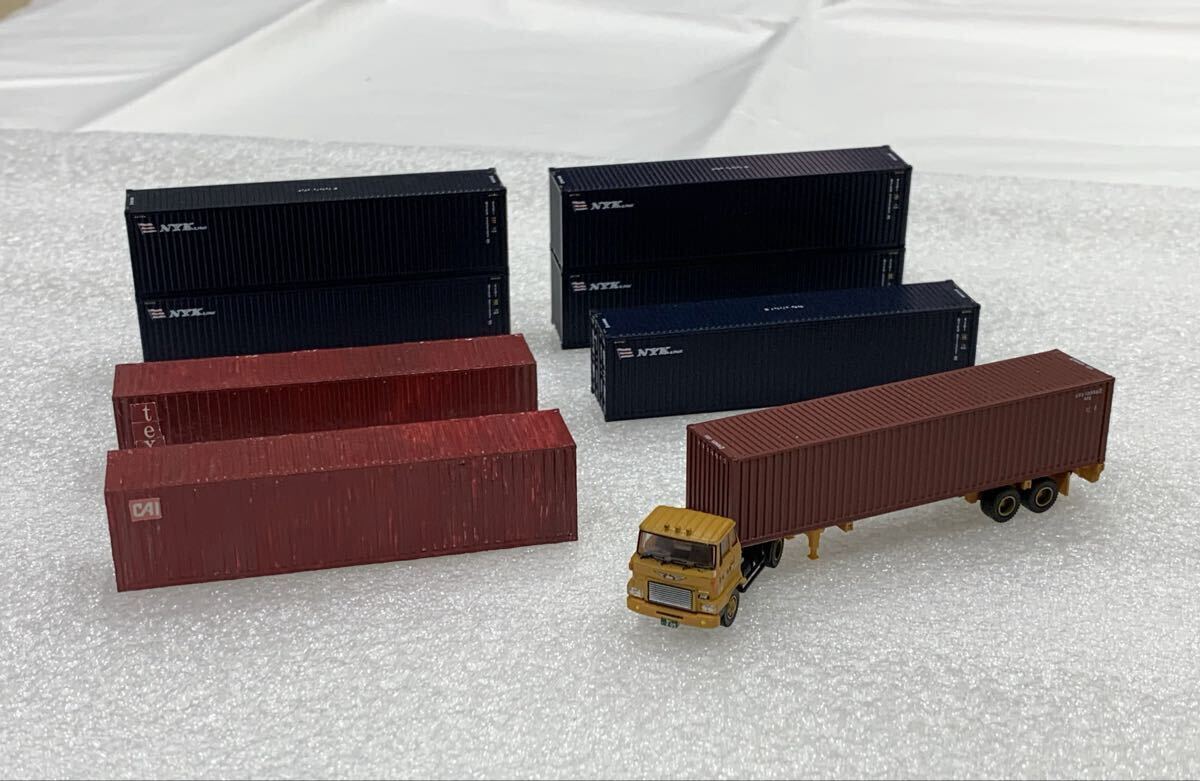 1/150 Nゲージ 日野HE形トラクター　コンテナセット　TOMYTEC KATO 朗堂　トレーラーコレクション 鉄道模型 海上コンテナ トミーテック