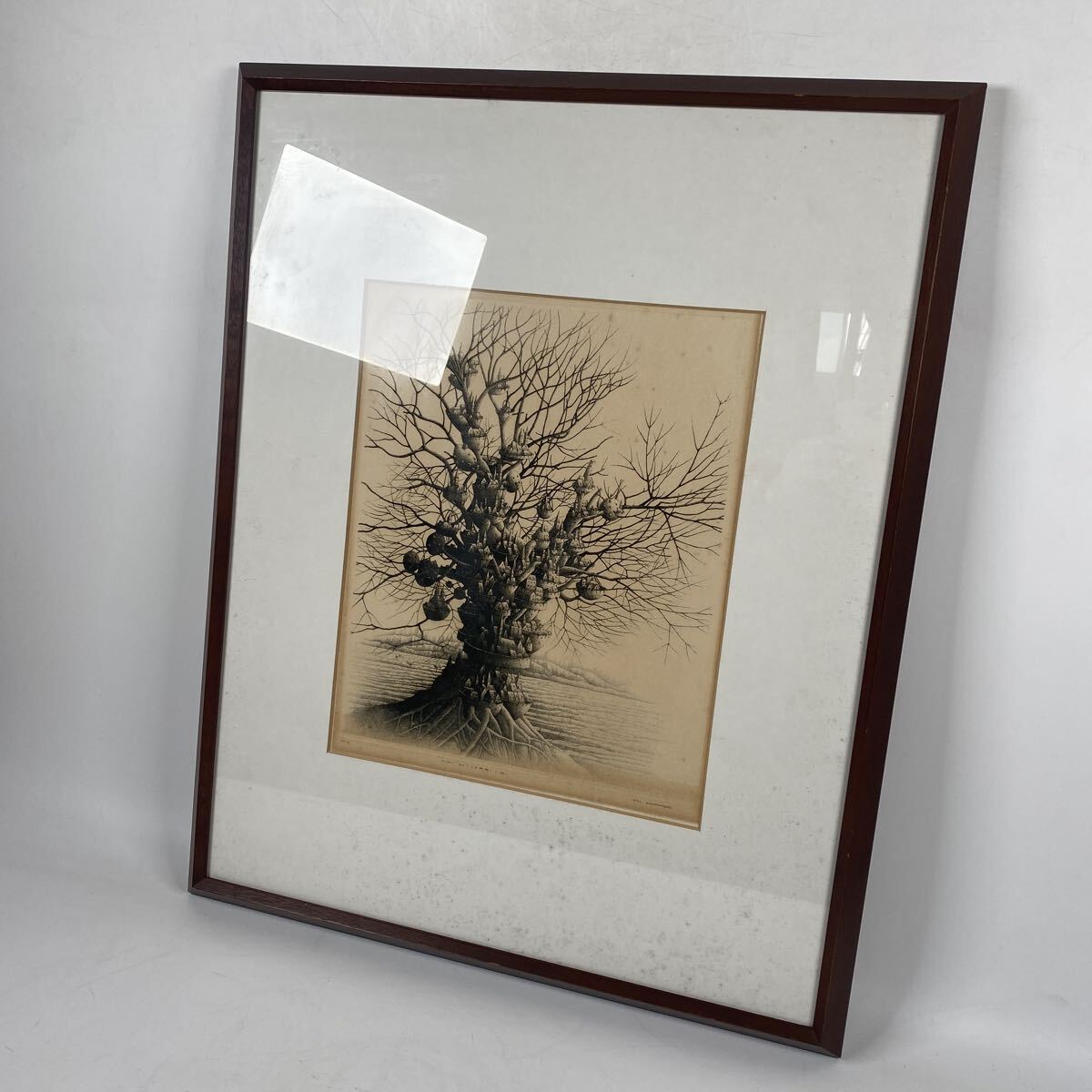 真作保証　銅版画　川原田徹　絵画　絵　作家　画家　骨董品　古美術品　版画　縦69.8cm 横56cm【79①】