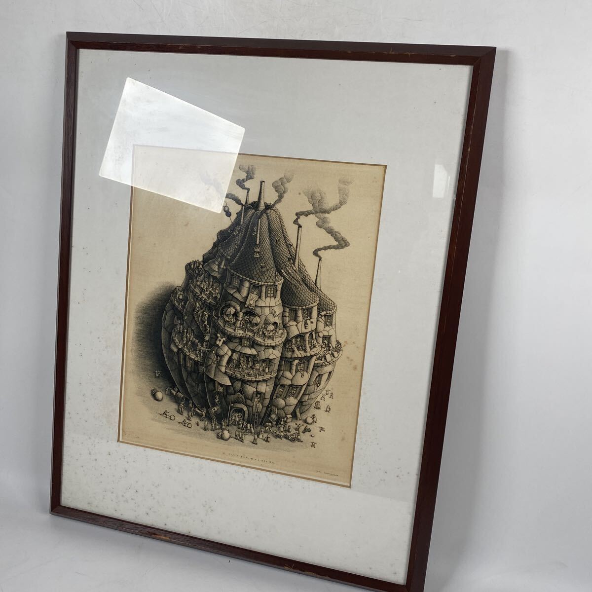 真作保証　銅版画　エッチング　川原田徹　絵画　絵　作家　画家　骨董品　古美術品　版画　縦69.8cm 横56cm【79②】