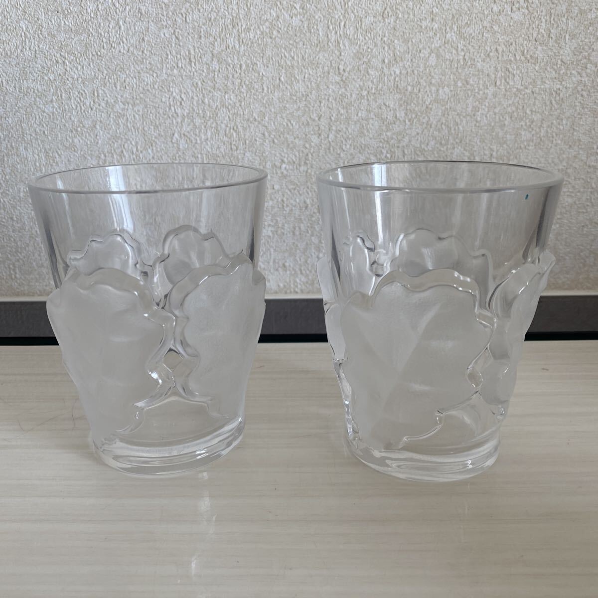 R.LARIQUE ラリック クリスタルガラス グラス ロックグラス ペアグラス 酒器 西洋美術 フランス アンティーク 陽刻 硝子 高さ12cm【712】