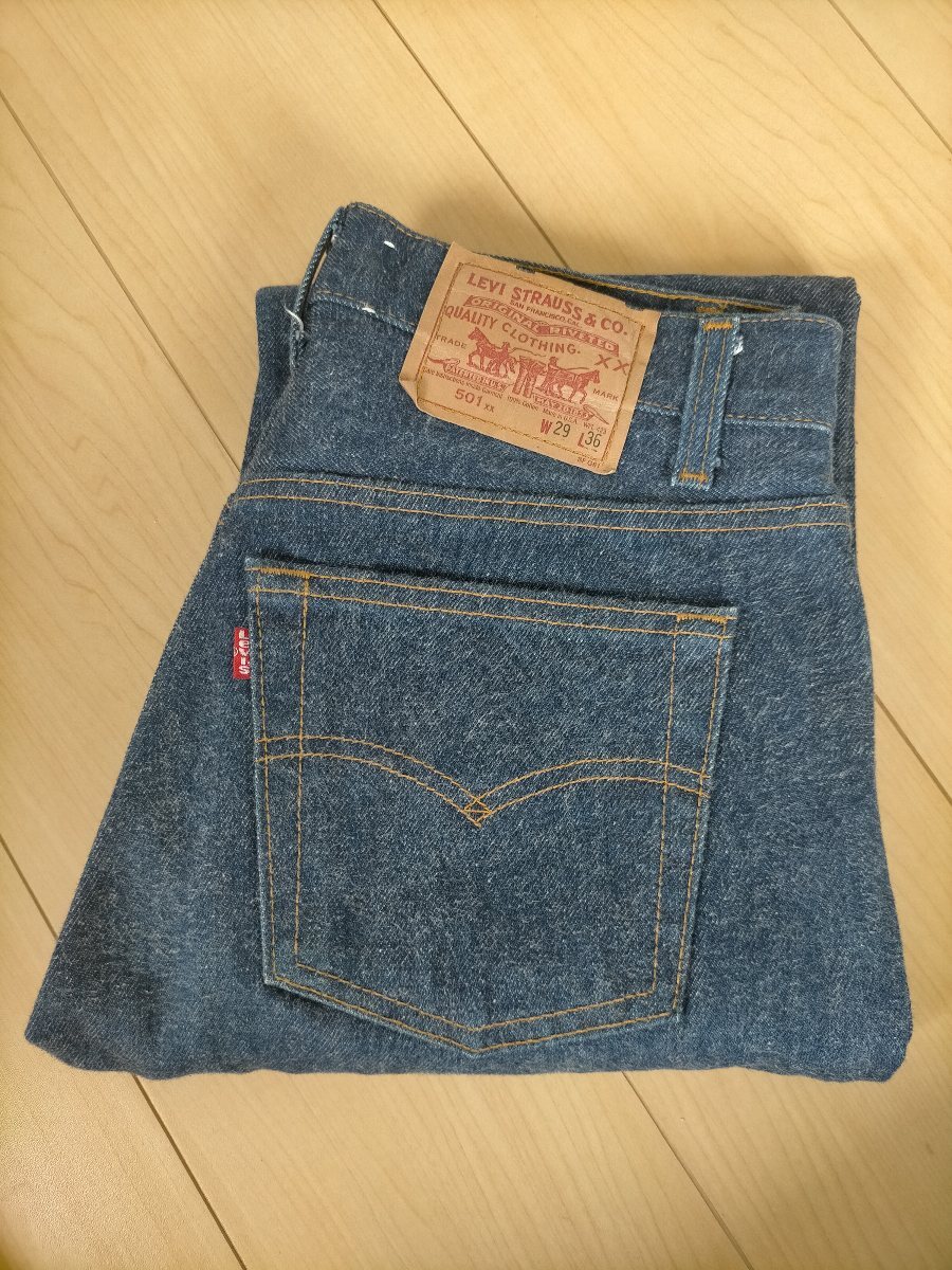 濃紺 80s USA製 ビンテージ 89年 Levi's501 リーバイス501 ボタン裏524 デニムパンツ size-W29L36 ★90s505517ジーンズ