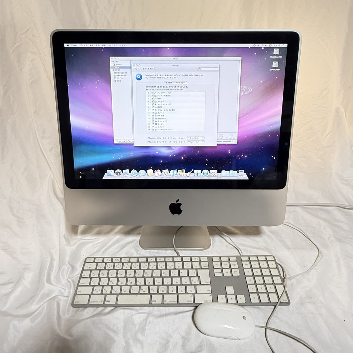 iMac Apple マウス キーボード A1224 20inch 2007年 1GB/320GB/SD/AM/BT Core アップル PC 動作品