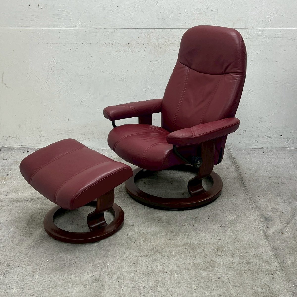 EKORNES エコーネス ストレスレス リクライニングチェア コンサル オットマン付 総革 パーソナルチェア /D6576
