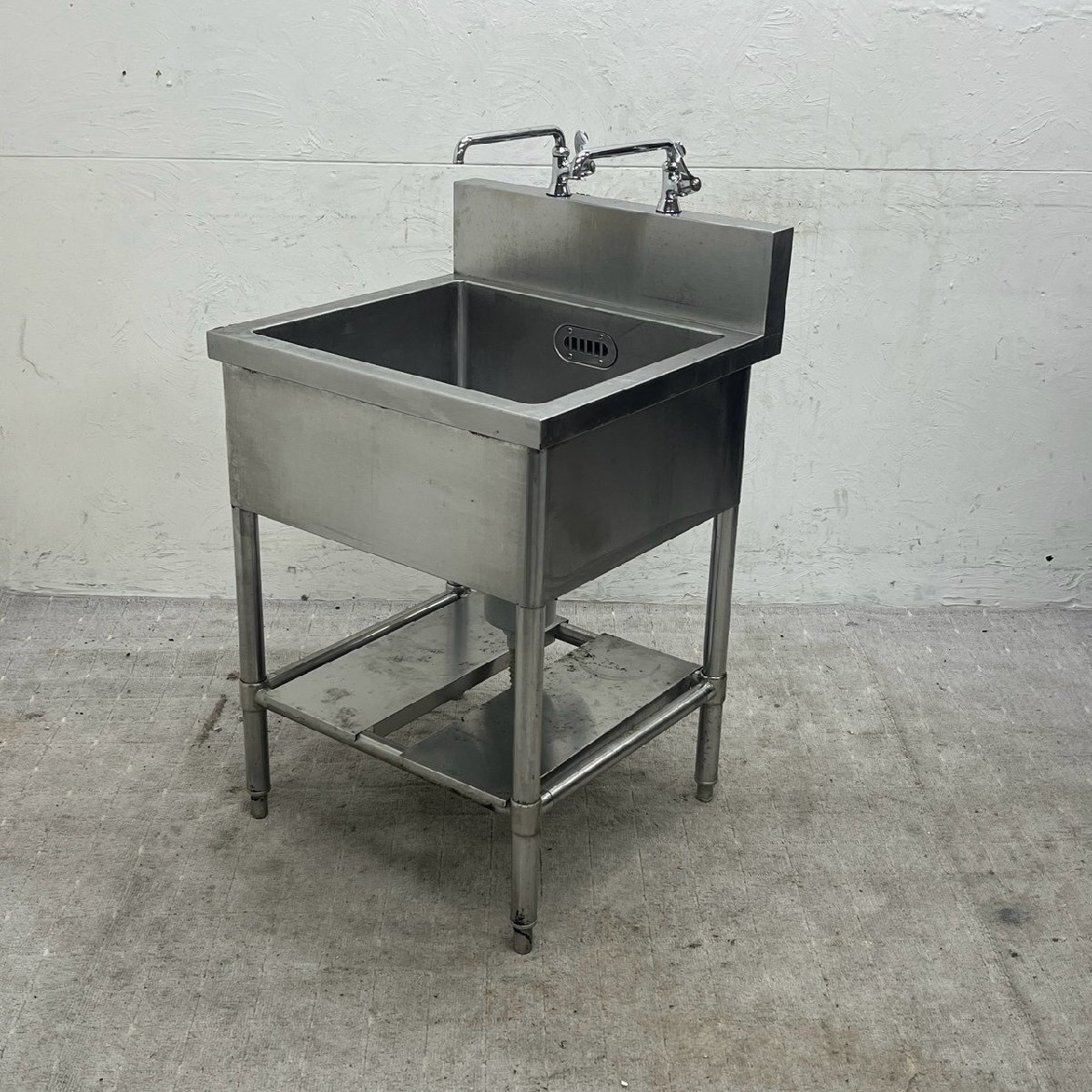 業務用 1槽シンク ステンレス 流し台 厨房用品 W600 D600 バックガード付き /D6667