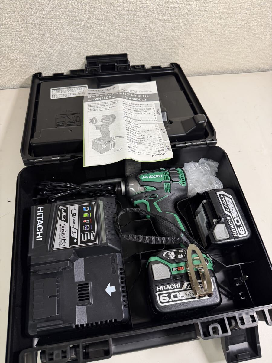 HiKOKI(ハイコーキ) 14.4V 充電式 インパクトドライバ アグレッシブグリーン バッテリー2個・充電器・ケース付