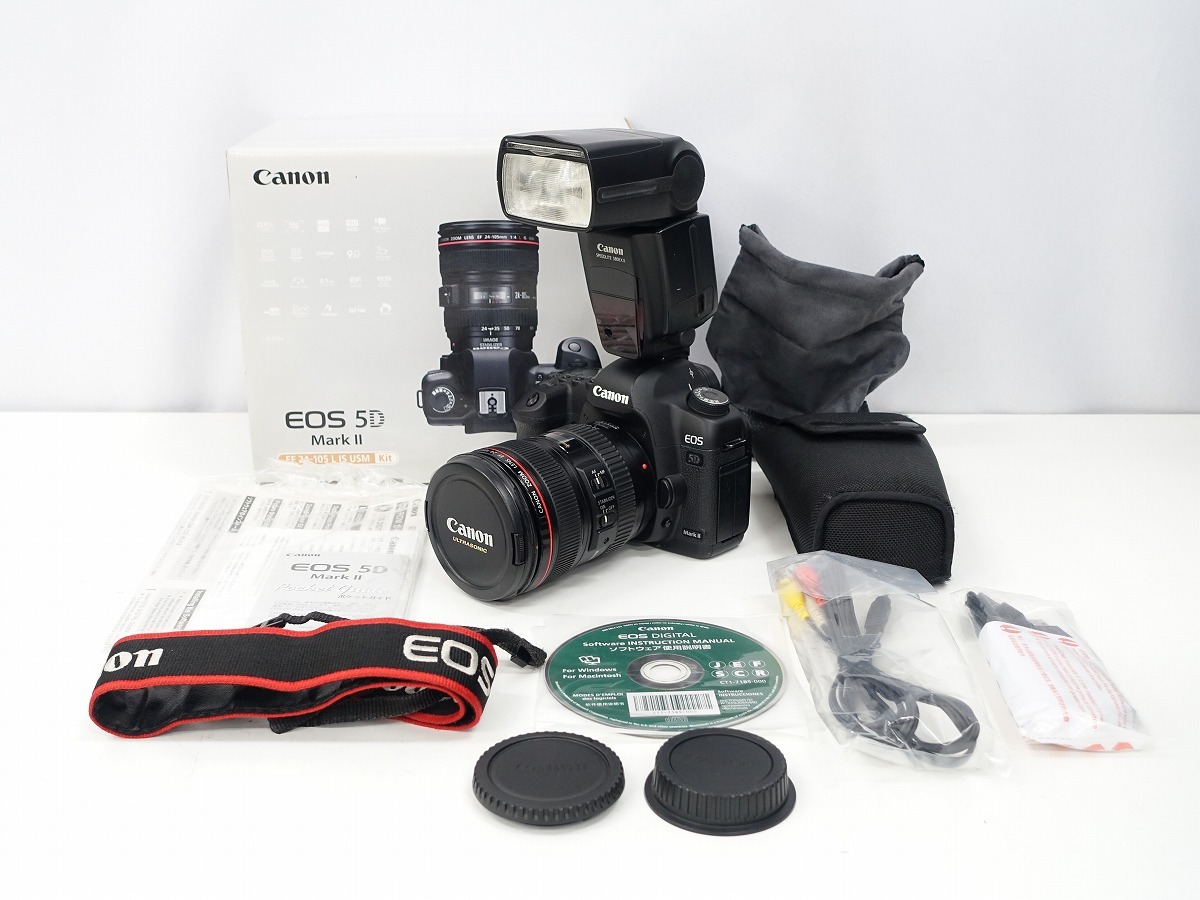 Canon EOS 5D MarkII シャッター回数 26280回 元箱あり / ズームレンズ EF 24-105mm F4 L IS USM / ライト 580EX II 動作品 *453343 344