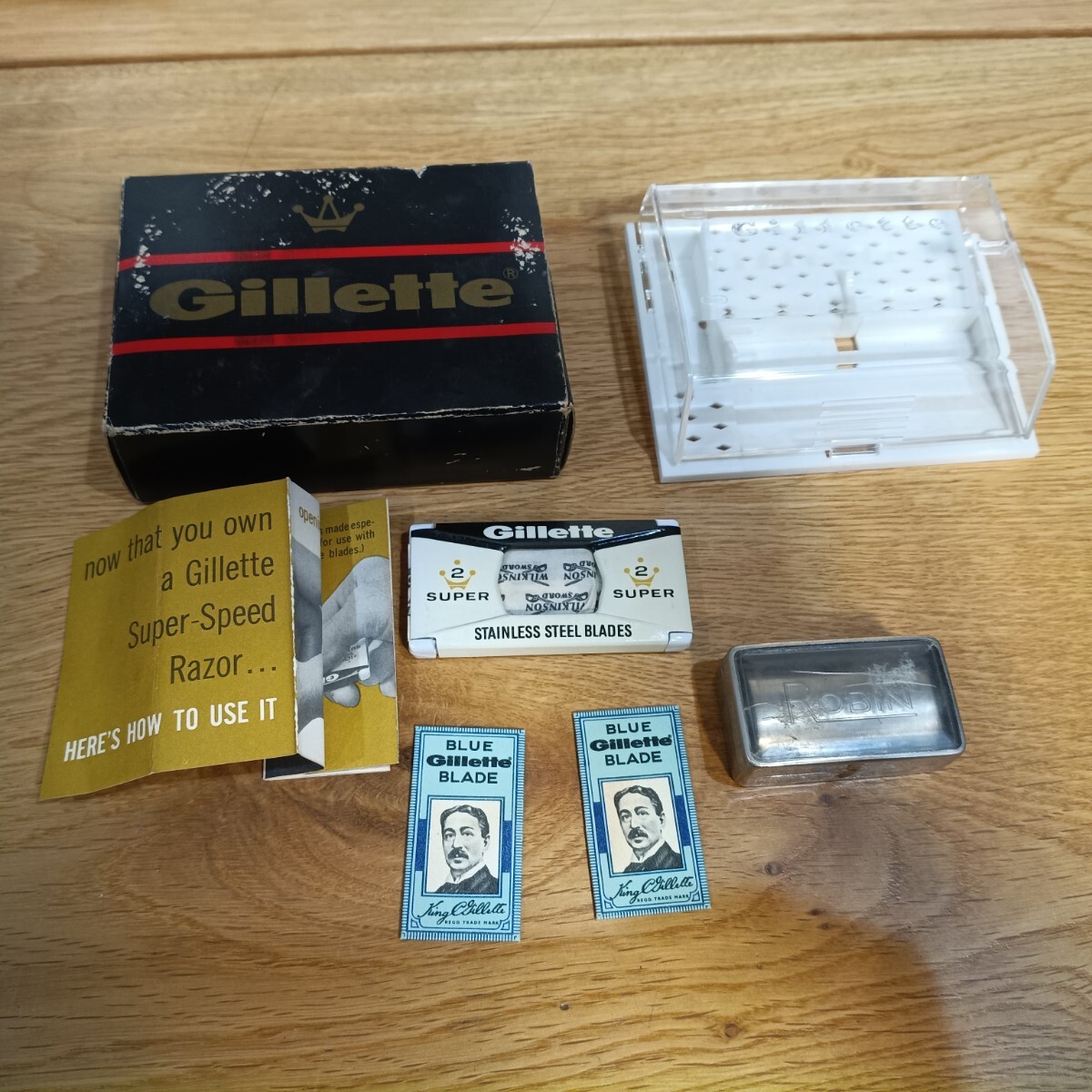 7-18 Gillette Super Speed Razor ジレット セーフティレザー 安全剃刀 替刃付 ケース付 ヴィンテージ シェーバー 現状品