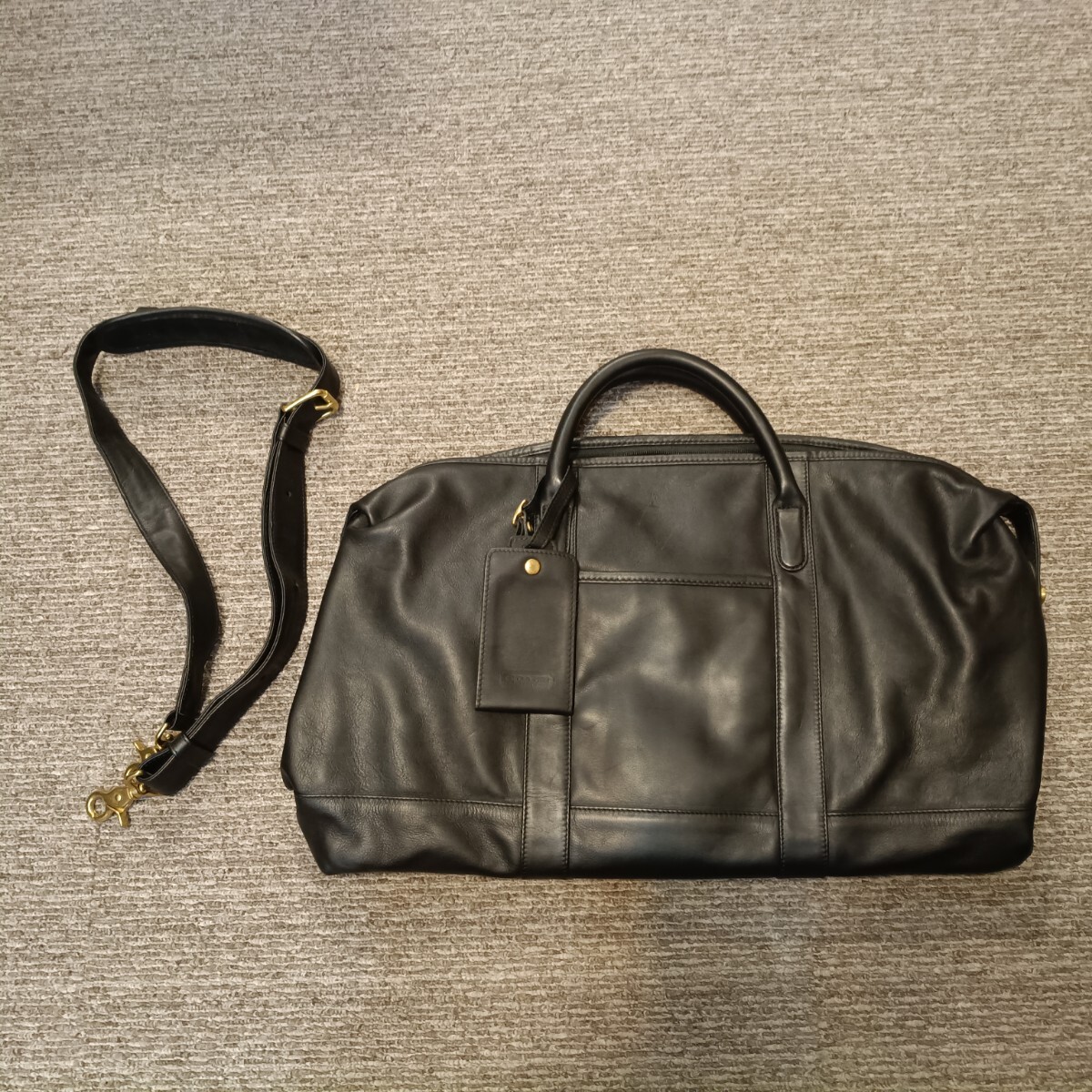 7-17 COACH コーチ 2WAY ボストンバッグ ブラック レザー 大容量 ショルダーバッグ 旅行鞄 F3428 中古 現状品
