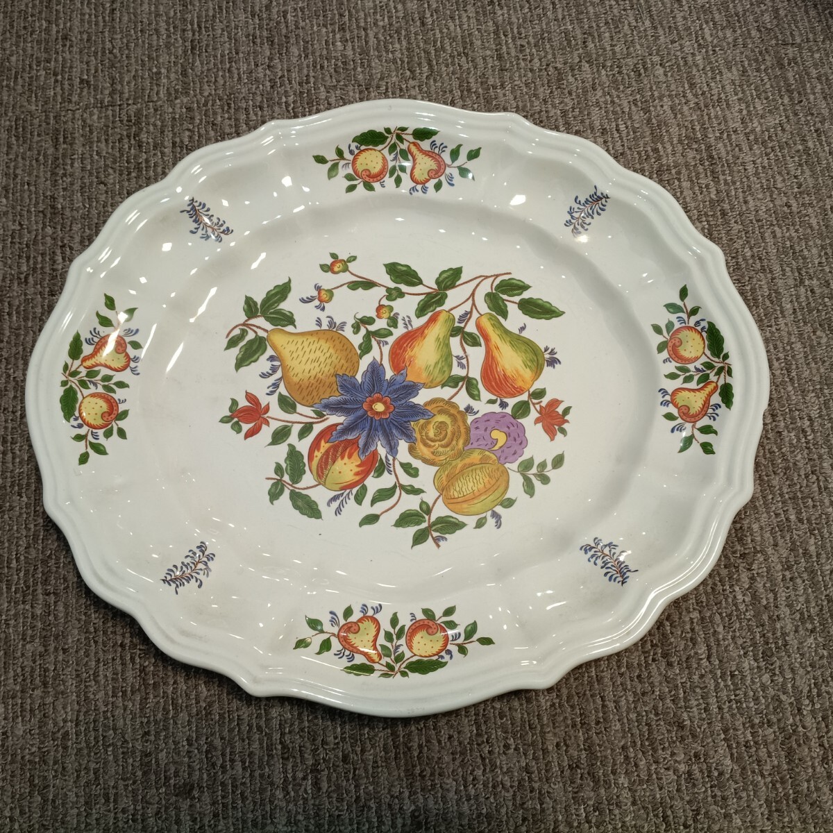 7-39 RICHARD GINORI DIAMONDSTONE イタリア製 オーバルプラター 大皿 フルーツ柄 飾り皿 洋食器 中古 現状品