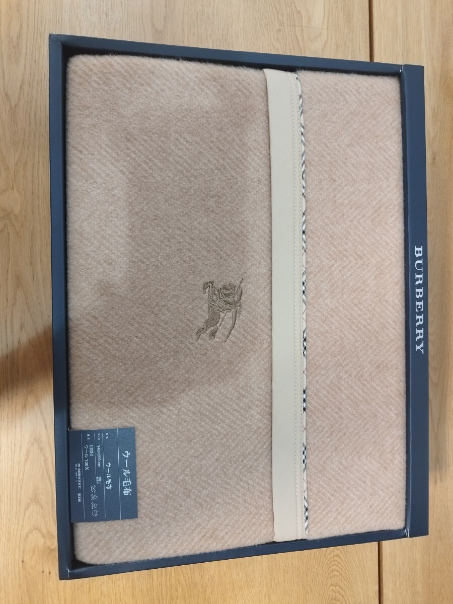 (F2タオル)BURBERRY バーバリー ウール毛布 毛羽ウール100％ 140×200cm 西川 日本製 箱付き