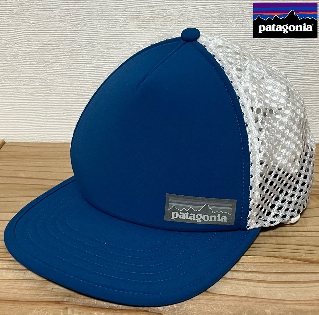 patagonia メッシュキャップ ブルー × ホワイト ALL 古着 パタゴニア キャップ 帽子 